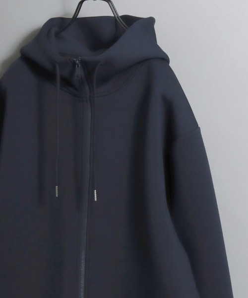 ANPAS（アンパス）の「Neoprene Full-Zip Parka / ネオプレン フルジップパーカー メンズ レディース トップス 秋冬 フーディー アウター スウェット 無地 スポーティー（パーカー・メンズ・ネイビー/チャコール/ブラック/グレー・L/LL/M）」の4枚目の写真