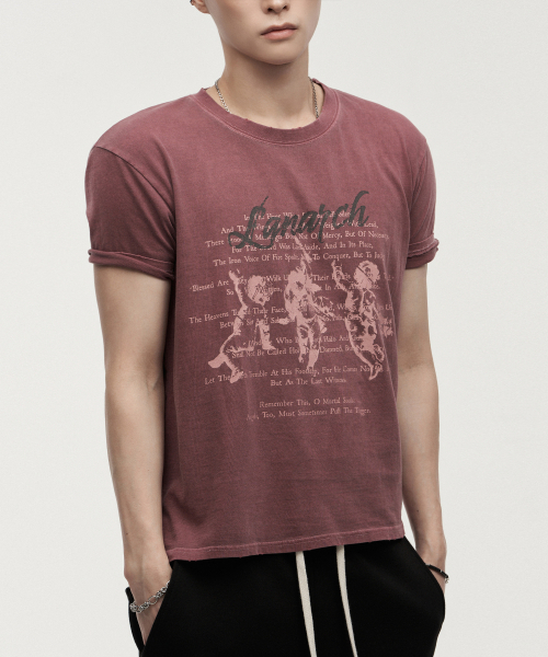 LANARCHIVE（ランアーカイブ）の「[0131] ピグメントエンジェル 半袖Tシャツ - バーガンディ（Tシャツ/カットソー・レディース・バーガンディー・FREE）」の2枚目の写真