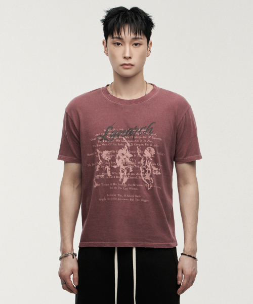 LANARCHIVE（ランアーカイブ）の「[0131] ピグメントエンジェル 半袖Tシャツ - バーガンディ（Tシャツ/カットソー・レディース・バーガンディー・FREE）」の4枚目の写真
