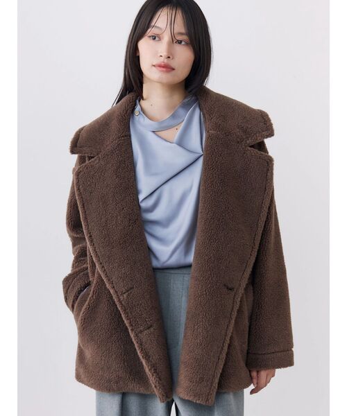 TONAL（トーナル）の「【ECOPEL】ボアダブルショートコート（その他アウター・レディース・ブラウン/オフホワイト/キャメル・SMALL/MEDIUM）」の18枚目の写真