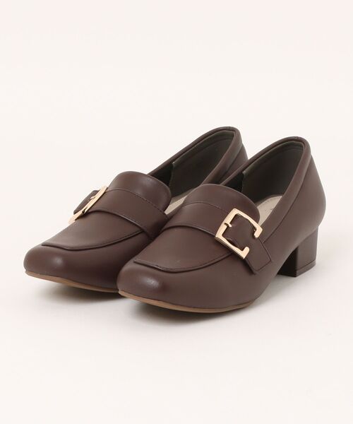 ABC-MART(エービーシーマート)の「ABC SELECT エービーシーセレクト PUFF HEEL LFR 3.5 パフヒールローファー 3.5 W5079 DK.BROWN(パンプス・レディース・ブラウン・SMALL/MEDIUM/LARGE/X-LARGE)」の1枚目の写真