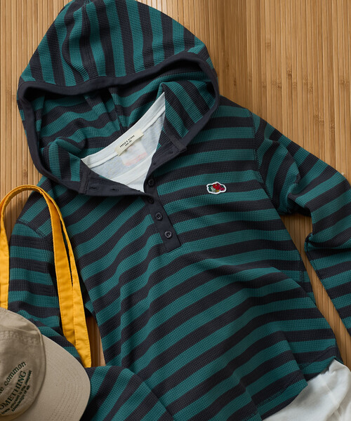 FREAK'S STORE(フリークスストア)の「FRUIT OF THE LOOM × FREAK'S STORE/フルーツオブザルーム 別注 ワッフルヘンリーパーカー(パーカー・レディース・その他1/その他2/オフホワイト/ブラック・フリ-)」の1枚目の写真