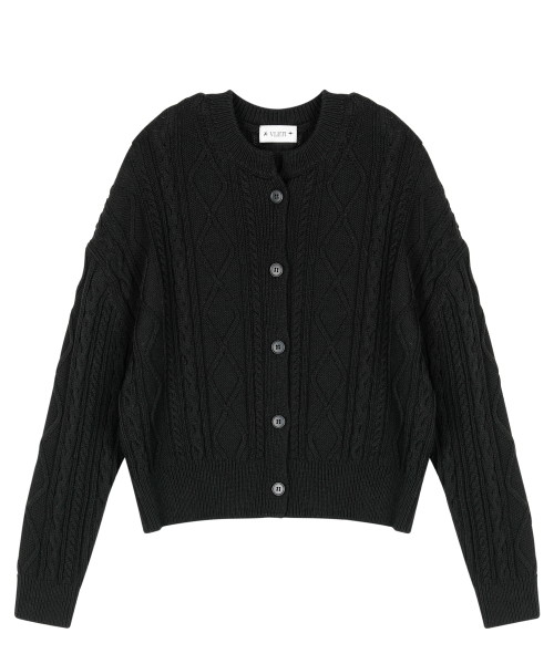 VLETI（ブレッティ）の「[Cotton 100%] Twisted Cardigan & Sleeveless Knit SetUp (Black)（ニット/セーター・レディース・ブラック・FREE）」の2枚目の写真