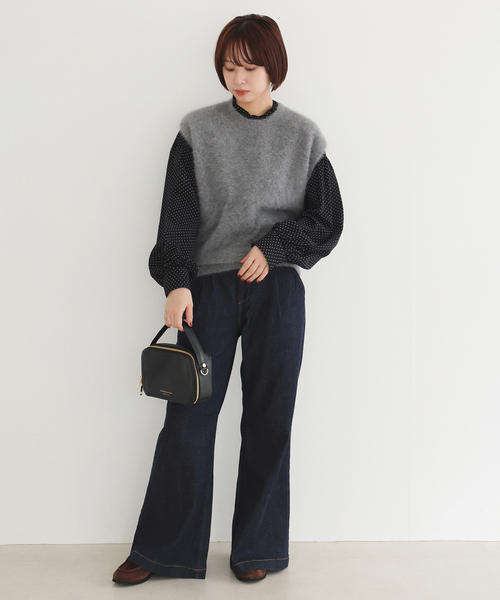 SLOBE IENA(スローブイエナ)の「《シリーズあり/追加》フォックスアルパカ ニットベスト(ベスト・レディース・チャコールグレー/ブラック/ベージュ・FREE)」の6枚目の写真