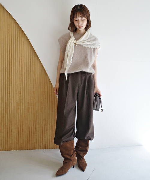 SLOBE IENA(スローブイエナ)の「《シリーズあり/追加》フォックスアルパカ ニットベスト(ベスト・レディース・チャコールグレー/ブラック/ベージュ・FREE)」の8枚目の写真
