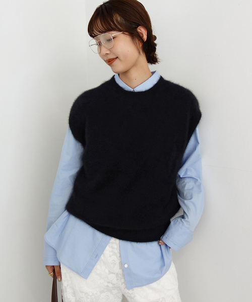 SLOBE IENA(スローブイエナ)の「《シリーズあり/追加》フォックスアルパカ ニットベスト(ベスト・レディース・チャコールグレー/ブラック/ベージュ・FREE)」の9枚目の写真