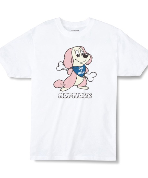 Moftique(モフティック)の「Moftique(モフティック) エントリーモデル 半袖Tシャツ アニマル ポップドッグイラスト 犬 インクジェットプリント 褪せ感 4.0オンス 薄手 トップス カットソー 夏 カジュアル メンズ レディース ユニセックス(Tシャツ/カットソー・メンズ・ホワイト系2・L/XL)」の1枚目の写真