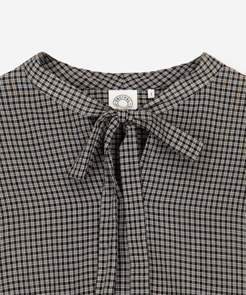 ORCIVAL(オーシバル)の「ORCIVAL | コットンポプリン リボンタイブラウス CHECK WOMEN(シャツ/ブラウス・レディース・ブラック系その他・1)」の4枚目の写真