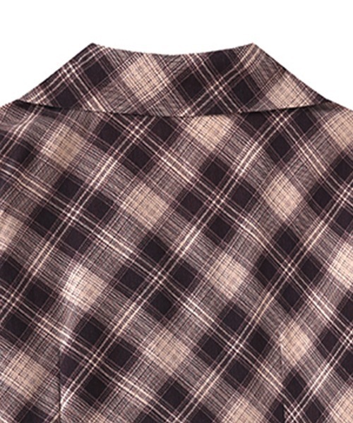 ONEP STAR(ワンピスター)の「チェック柄カシュクール風リボンシャツ(シャツ/ブラウス・レディース・ダークブルー/ダークブラウン・LARGE/X-LARGE)」の5枚目の写真