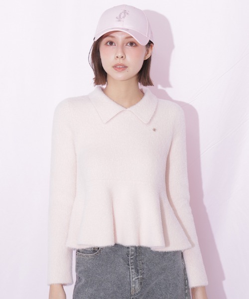JILL by JILL STUART(ジルバイジルスチュアート)の「襟付きフェザーペプラムニット(ニット/セーター・レディース・ブラック/ホワイト/ピンク・FREE)」の5枚目の写真