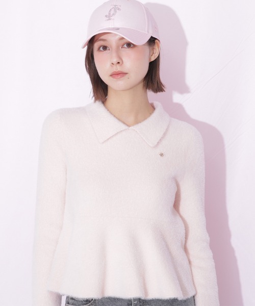 JILL by JILL STUART(ジルバイジルスチュアート)の「襟付きフェザーペプラムニット(ニット/セーター・レディース・ブラック/ホワイト/ピンク・FREE)」の4枚目の写真