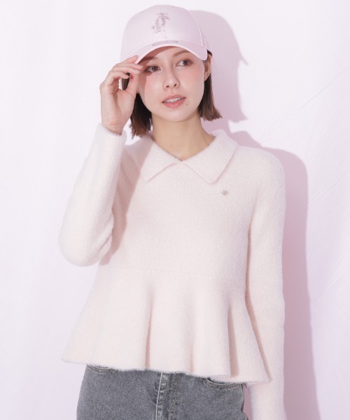 JILL by JILL STUART(ジルバイジルスチュアート)の「襟付きフェザーペプラムニット(ニット/セーター・レディース・ブラック/ホワイト/ピンク・FREE)」の6枚目の写真