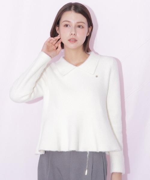JILL by JILL STUART(ジルバイジルスチュアート)の「襟付きフェザーペプラムニット(ニット/セーター・レディース・ブラック/ホワイト/ピンク・FREE)」の13枚目の写真