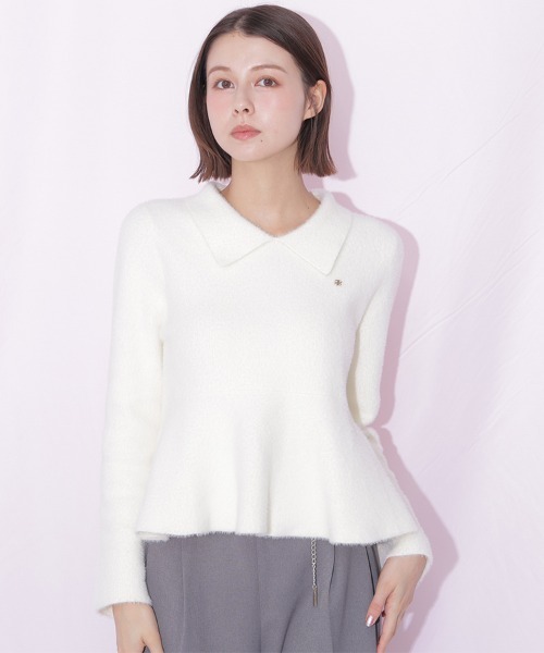 JILL by JILL STUART(ジルバイジルスチュアート)の「襟付きフェザーペプラムニット(ニット/セーター・レディース・ブラック/ホワイト/ピンク・FREE)」の10枚目の写真