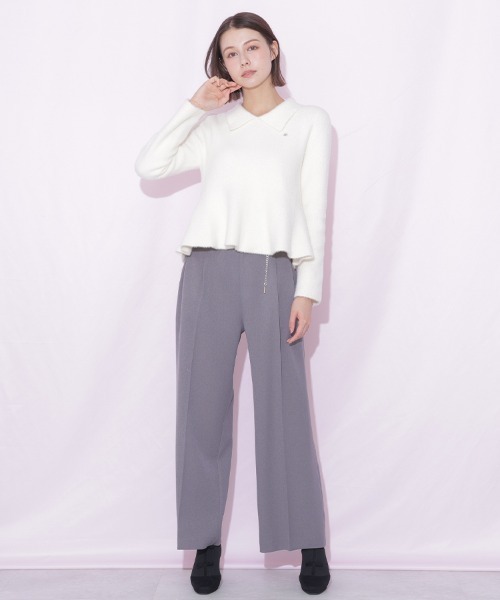 JILL by JILL STUART(ジルバイジルスチュアート)の「襟付きフェザーペプラムニット(ニット/セーター・レディース・ブラック/ホワイト/ピンク・FREE)」の14枚目の写真