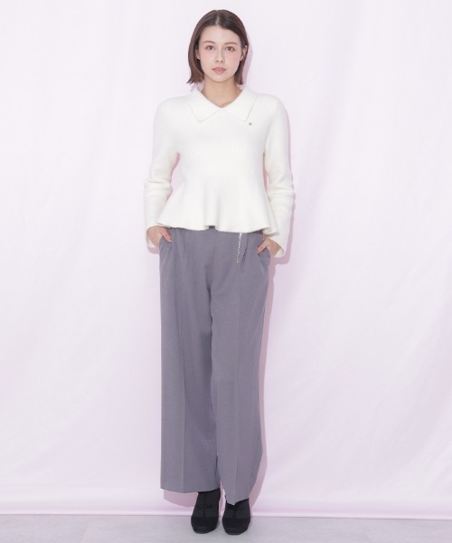 JILL by JILL STUART(ジルバイジルスチュアート)の「襟付きフェザーペプラムニット(ニット/セーター・レディース・ブラック/ホワイト/ピンク・FREE)」の8枚目の写真