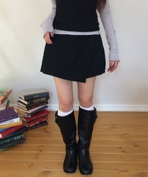 コットンラップ風ミニスカートパンツ