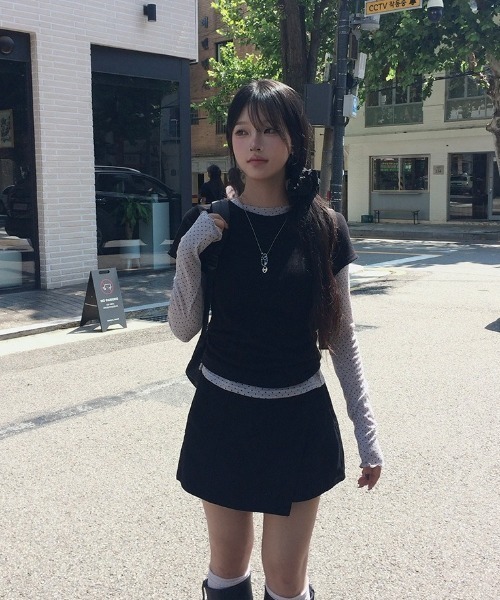 anyonemore(エニワンモア)の「コットンラップ風ミニスカートパンツ(スカート・レディース・ブラック・MEDIUM/SMALL)」の9枚目の写真