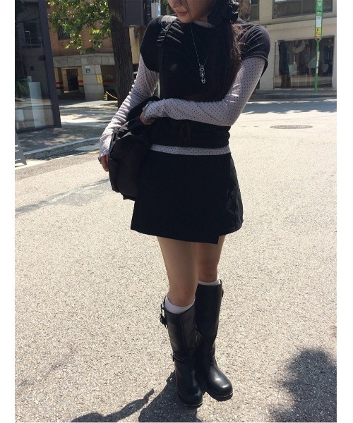 anyonemore(エニワンモア)の「コットンラップ風ミニスカートパンツ(スカート・レディース・ブラック・MEDIUM/SMALL)」の12枚目の写真