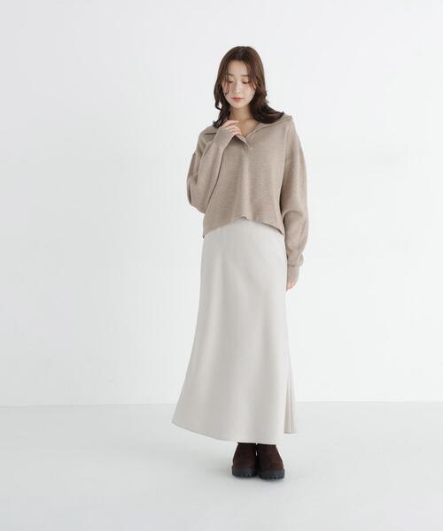 NATURAL BEAUTY BASIC(ナチュラルビューティーベーシック)の「スキッパーニット(ニット/セーター・レディース・ベージュ/ライトグリーン/ネイビー・FREE)」の4枚目の写真
