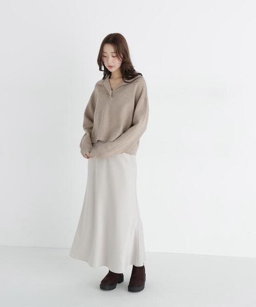 NATURAL BEAUTY BASIC(ナチュラルビューティーベーシック)の「スキッパーニット(ニット/セーター・レディース・ベージュ/ライトグリーン/ネイビー・FREE)」の6枚目の写真