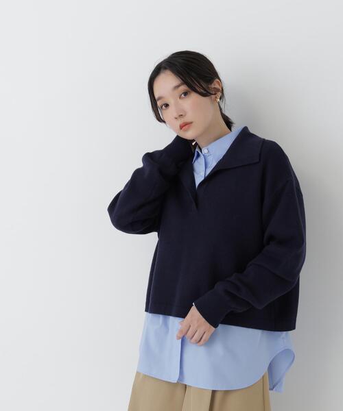 NATURAL BEAUTY BASIC(ナチュラルビューティーベーシック)の「スキッパーニット(ニット/セーター・レディース・ベージュ/ライトグリーン/ネイビー・FREE)」の13枚目の写真