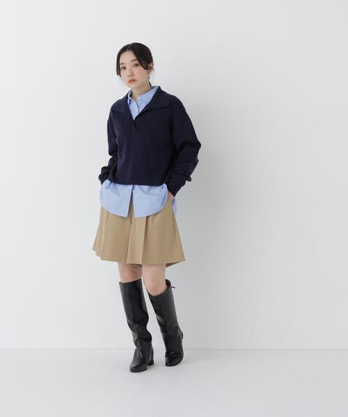 NATURAL BEAUTY BASIC(ナチュラルビューティーベーシック)の「スキッパーニット(ニット/セーター・レディース・ベージュ/ライトグリーン/ネイビー・FREE)」の14枚目の写真