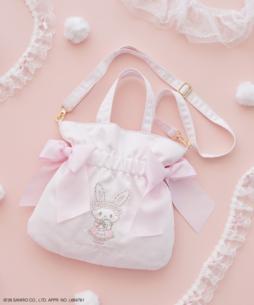 Maison de FLEUR(メゾンドフルール)の「【受注生産】ウィッシュミーメル ダブルリボン2Wayトート(ショルダーバッグ・レディース・ピンク・FREE)」の3枚目の写真