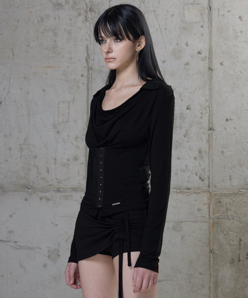 ROCKCAKE(ロックケーキ)の「フックカウルトップ - ブラック(Tシャツ/カットソー・レディース・その他・SMALL)」の3枚目の写真