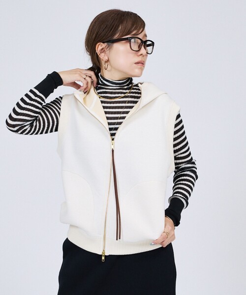 DESIGNWORKS(デザインワークス)の「【一部店舗限定】【セットアップ対応】接結ダブルフェイス フードベスト(ベスト・レディース・グレー/ブラック/オフホワイト・フリー)」の18枚目の写真