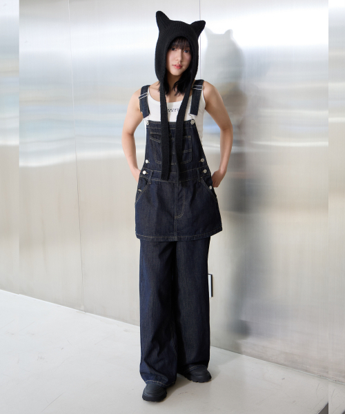 UNKNOWN PLANET(アンノウンプラネット)の「レイヤード ミニスカート ワイドデニム サロペット(サロペット/オーバーオール・レディース・その他・FREE)」の4枚目の写真