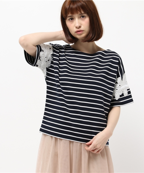 ROPE' PICNIC(ロペピクニック)の「レース切替ボーダープルオーバー(Tシャツ/カットソー・レディース・ブラック/ネイビー/ブルー系その他・38)」の13枚目の写真