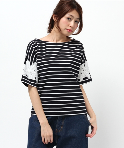 ROPE' PICNIC(ロペピクニック)の「レース切替ボーダープルオーバー(Tシャツ/カットソー・レディース・ブラック/ネイビー/ブルー系その他・38)」の11枚目の写真