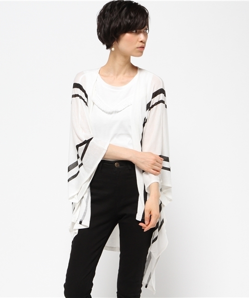 VENCEEXCHANGE（ヴァンスエクスチェンジ）の「STポンチョアンサンブル           （カーディガン/ボレロ・レディース・オフホワイト/グレー/ブラック・MEDIUM）」の8枚目の写真