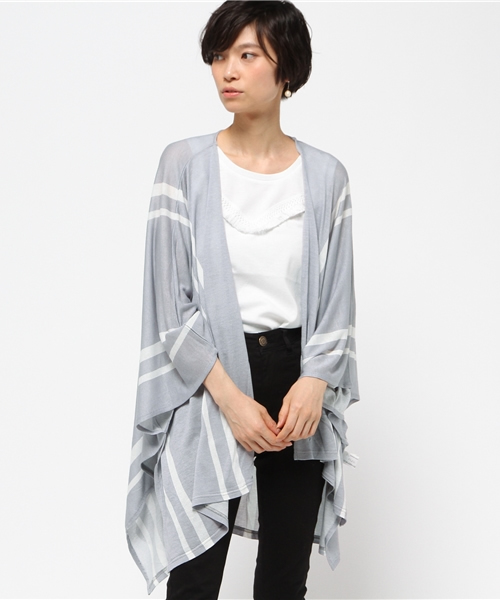 VENCEEXCHANGE（ヴァンスエクスチェンジ）の「STポンチョアンサンブル           （カーディガン/ボレロ・レディース・オフホワイト/グレー/ブラック・MEDIUM）」の14枚目の写真