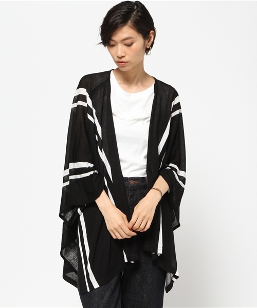 VENCEEXCHANGE（ヴァンスエクスチェンジ）の「STポンチョアンサンブル           （カーディガン/ボレロ・レディース・オフホワイト/グレー/ブラック・MEDIUM）」の2枚目の写真