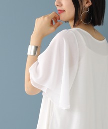 n'OrLABEL | 揺れる姿に惹かれる♪二重シフォンの華奢みせ効果。『フレアスリーブデザインTシャツ』(Tシャツ/カットソー)