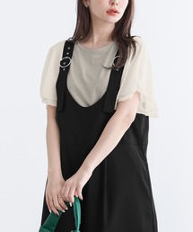osharewalker | 揺れる姿に惹かれる♪二重シフォンの華奢みせ効果。『フレアスリーブデザインTシャツ』(Tシャツ/カットソー)