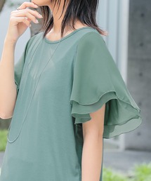 フレアスリーブデザインTシャツ