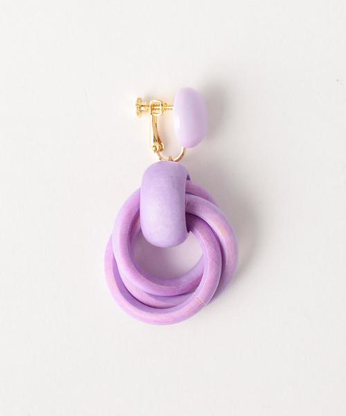 Another Edition（アナザーエディション）の「ウッドイヤリング（イヤリング・レディース・ナチュラル/ライラック・FREE）」の3枚目の写真