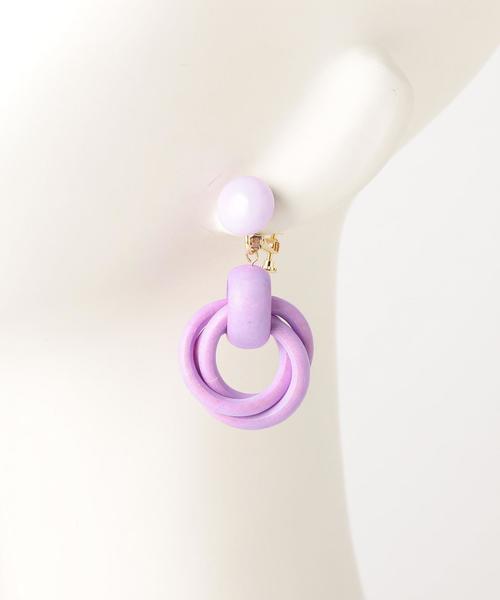 Another Edition（アナザーエディション）の「ウッドイヤリング（イヤリング・レディース・ナチュラル/ライラック・FREE）」の6枚目の写真