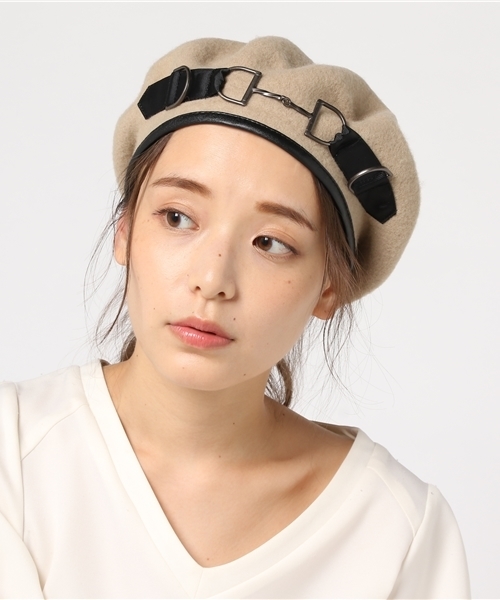 MOUSSY（マウジー）の「HOUSE BIT BERET（キャップ・レディース・ワインレッド/ライトベージュ/ブラック・FREE）」の3枚目の写真