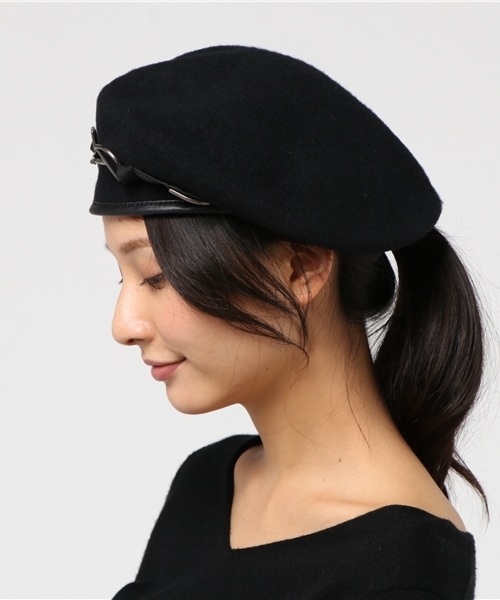 MOUSSY（マウジー）の「HOUSE BIT BERET（キャップ・レディース・ワインレッド/ライトベージュ/ブラック・FREE）」の7枚目の写真