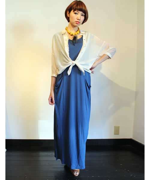 CROON A SONG（クルーンアソング）の「カットソーマキシワンピース（ワンピース・レディース・ブラック/チャコールグレー/ブラウン/ブルー・38）」の10枚目の写真