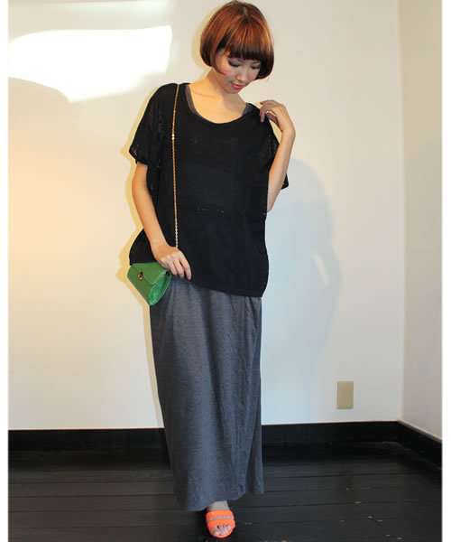 CROON A SONG（クルーンアソング）の「カットソーマキシワンピース（ワンピース・レディース・ブラック/チャコールグレー/ブラウン/ブルー・38）」の15枚目の写真