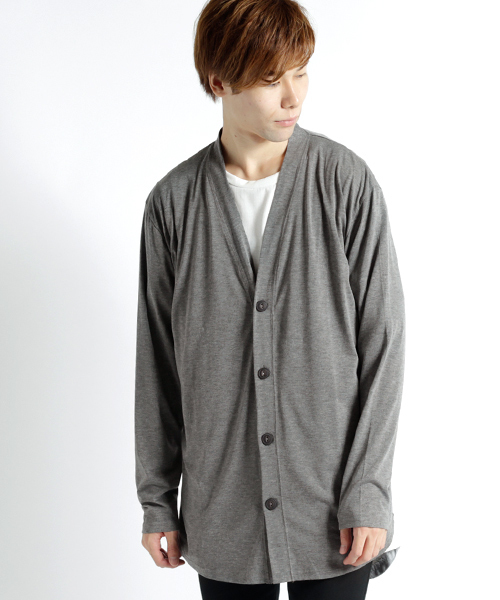 MONO-MART（モノマート）の「T/R 裾ラウンドミドルロング丈 ストレッチ カーディガン（カーディガン/ボレロ・メンズ・ブラック/パープル/ネイビー/オフホワイト/グレー系その他/ブラウン系その他/バーガンディー/ヘザーチャコール・FREE）」の12枚目の写真