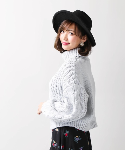 WEGO（ウィゴー）の「WEGO/ロービングケーブルタートルニット（ニット/セーター・レディース・ベージュ/ワイン/サックスブルー/イエロー・FREE）」の13枚目の写真