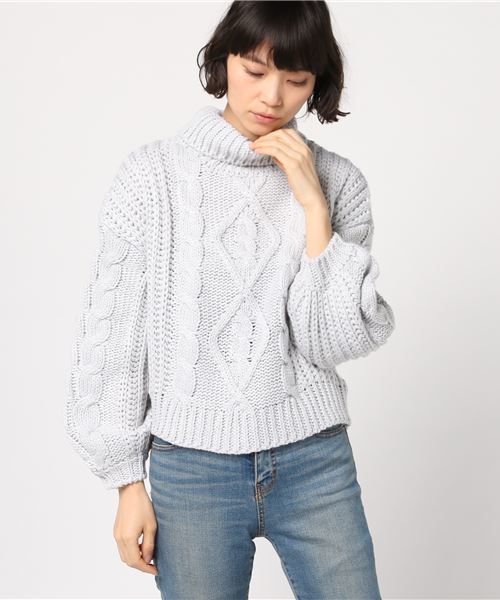 WEGO（ウィゴー）の「WEGO/ロービングケーブルタートルニット（ニット/セーター・レディース・ベージュ/ワイン/サックスブルー/イエロー・FREE）」の20枚目の写真