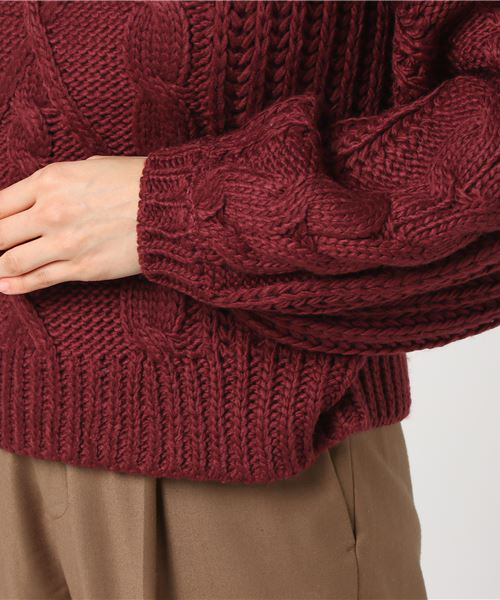 WEGO（ウィゴー）の「WEGO/ロービングケーブルタートルニット（ニット/セーター・レディース・ベージュ/ワイン/サックスブルー/イエロー・FREE）」の17枚目の写真