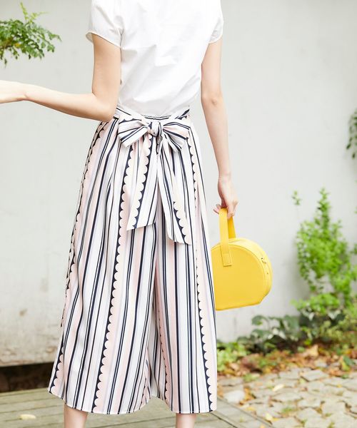 Tocco Closet トッコ クローゼット の スカラップストライプガウチョパンツ その他パンツ Wear